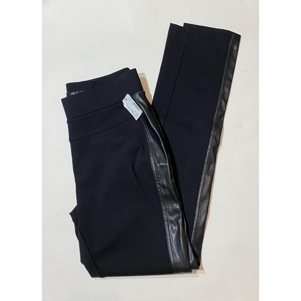 NWT Maurice’s Black Faux leather trim leggings